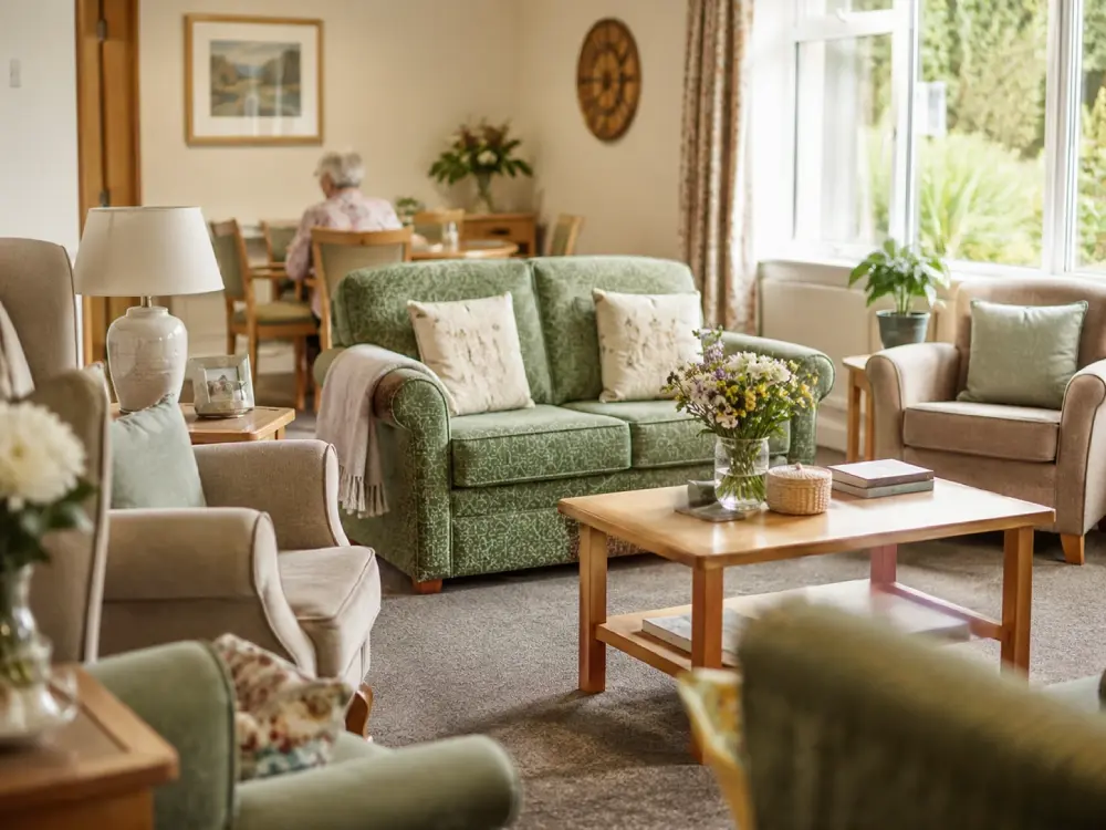 Bright and comfortable residential care lounge