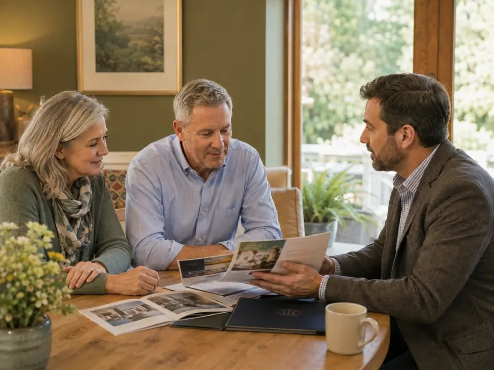 Family having a calm conversation about residential care