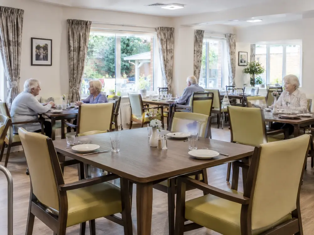 Shared dining room in a residential care setting